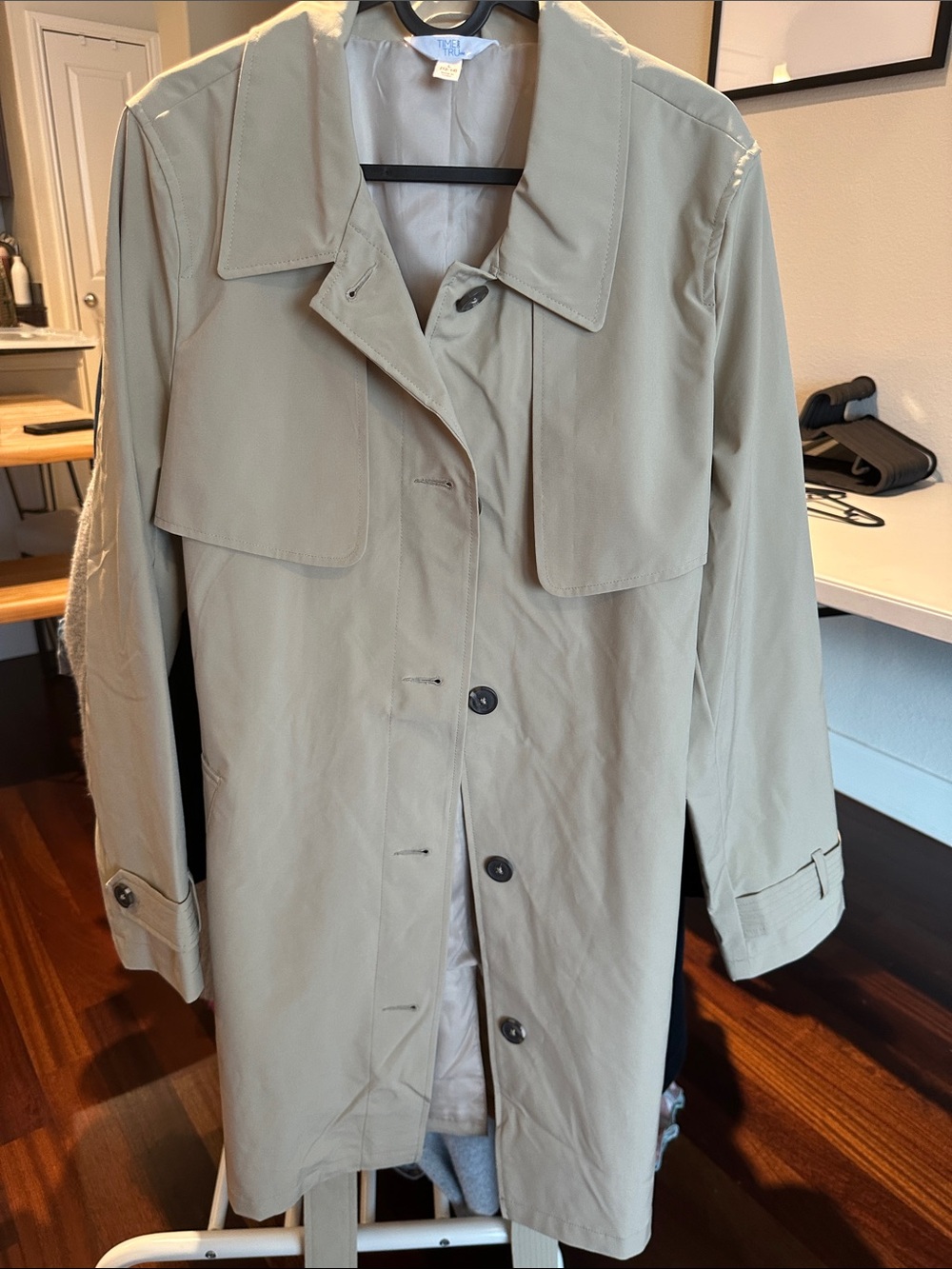 Time and Tru Beige Lightweight Trench Jacket